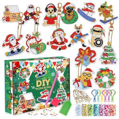 China Cartoon Drilling Tools Pendant Christmas Gift Cartoon Diy 5D Diamond Painting Keychain  Keyring kit for kids for sale