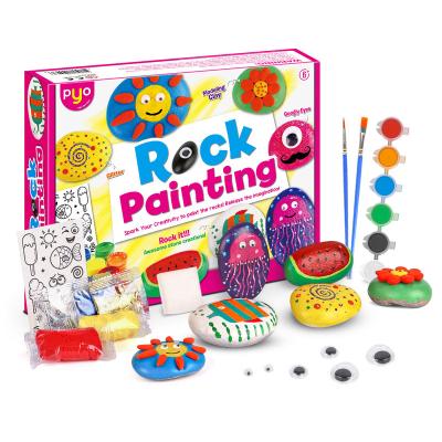 China Preschool Eductional Toys Hot Sale Custom DIY Craft Art Education Toy Set Kids Drawing Stone Rock Painting Kit for sale