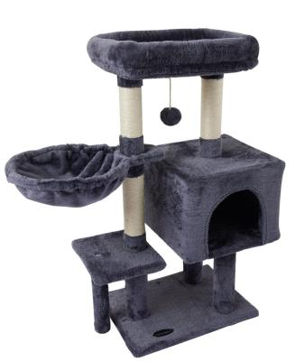 China Sustainable Cute Cat Tree Kitten Cat Tower Housing Sisal Lined Posts With Jumping Platform Cat Furniture Activity Center Play for sale