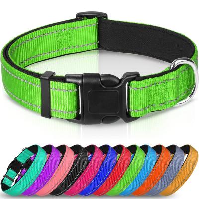 China Dog Collar Reflective Soft Neoprene Padded Breathable Nylon Pet Collar Adjustable Neck Ring For Dogs Cats for sale