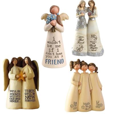 China Europe Wholesale OEM Home Decor Ornament Hand-Painted Gift Guardian Angel Figurines Praying Angel Sculpture Statue for sale