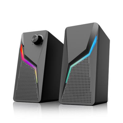 China Big Sound RGB Gaming Speaker USB Powered RGB Wired 2.0 Gaming PC Stereo Speaker for sale