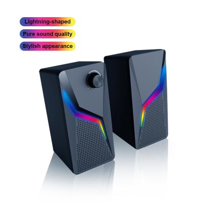 China Super Bass Colorful LED Light PC Speaker Wired USB Power Computer RGB LED 2.0 Gaming Speaker for sale