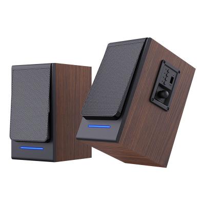 China Wireless 2.0 Brown Wooden Lifestyle Bookshelf Blue tooth Studio Speakers With Knob Mic Headphone Jack for sale