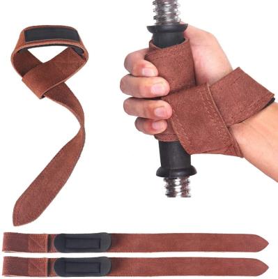 China Adult Soft Suede Strap Leather Lifting Wrist Straps For Weightlifting Gym Power Strength Training Wrap Wrist Lifting for sale