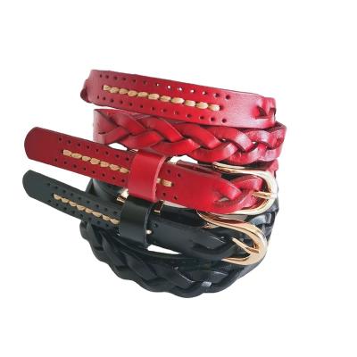 China 100% genuine genuine leather belts braided real cow leather belt for lady top leather trims for sale