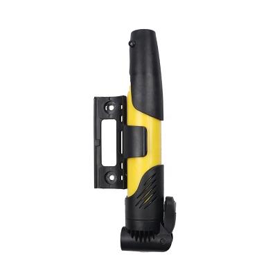 China Portable & Mini & Easy to Mount Mini Pump Yellow Color Biking Bicycle Pump Lightweight Handle Inflator Mountain Bike Tire Tire Ball High Pressure Pump for sale