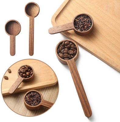 China Country Wholesale Custom Coffee Bean Measuring Spoon Black Walnut Wooden Coffee Wooden Scoop for sale