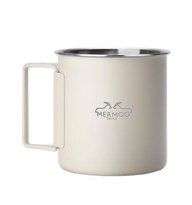 China CLASSIC Wholesale Customize Camping Cup 11oz Coffee Mug with Folding Handle Compact Travel Cup  Collapsible Stainless Steel Mug for sale