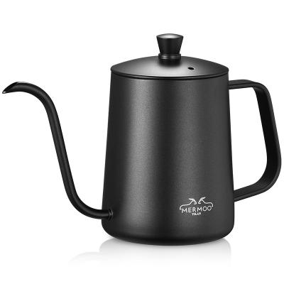 China WITH LID Custom Wholesale  Gooseneck Kettle Stovetop Pour Over Coffee Kettle 600ml Camping Coffee Maker Pot Long Narrow Coffee Drip Kettl for sale