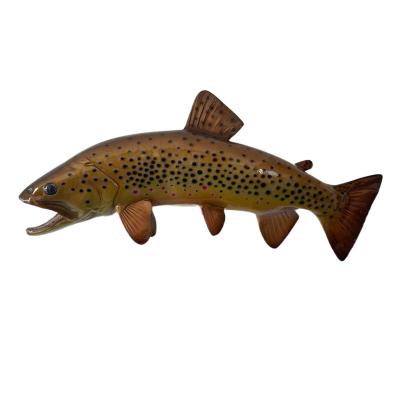 China Europe Wall Sculptures Fish Wall Mount Trophy Tapping Plate Brown Trout Mounted Hand Painted Hanging Miniature Coastal Decor for sale