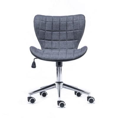 China Modern Dark Gray Canvas Low Back Armless Adjustable Swivel Home Office Ergonomic Student Computer Desk Chair for sale