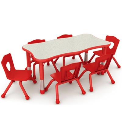 China Contemporary Colorful Plastic Kids Table Chair Set 03 Student Melamine Board for sale