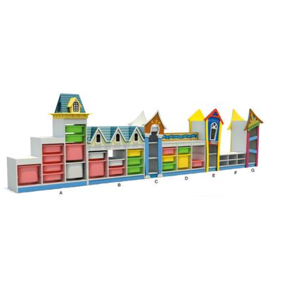 China Modern High Quality Custom Kindergarten Closet Furniture Storage Cartoon Children Wooden Cabinet for sale