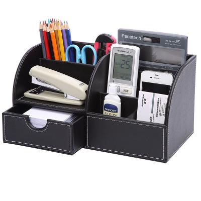 China Multifunctional Pen Container PU Leather Desk Organizer Multifunctional Pen Container for sale