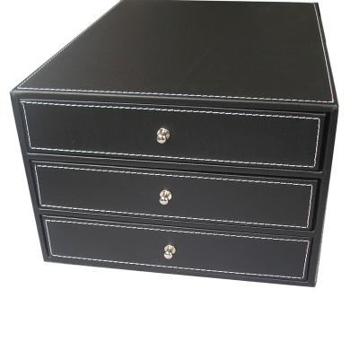 China 2021 New Hot Selling Leather Modern Cheap Drawer Storage Cosmetic Tray Desk File Box for sale