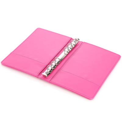 China Folder With 4 Ring Binder Factory Customs Office Labor Direct Pink Cardboard Leather Folder for sale