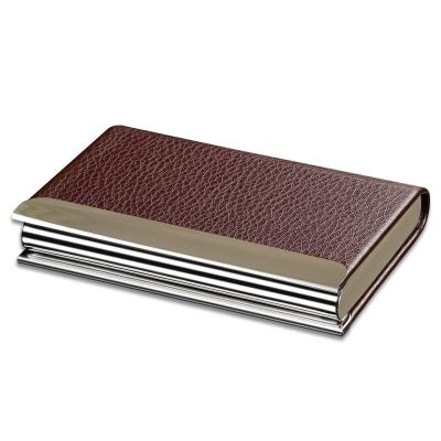 China Custom Leather Stand Brown Custom Leather and Metal Card Cases Business Name Brown Stand for sale