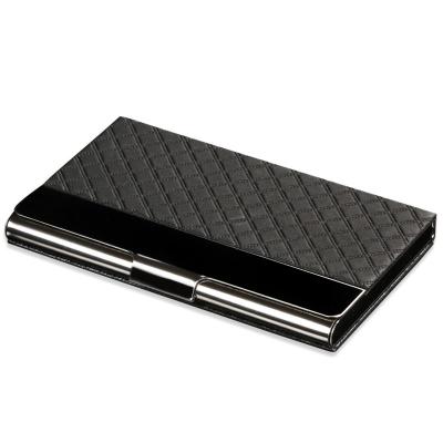 China Colorful Fashion Leather Metal Grid Business Name Card ID Card Bank Credit Card Cases Holder for sale