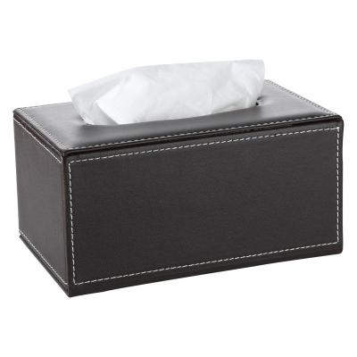 China Rectangular Hotel Rectangle Tissue Box Holder Hotel Restaurant Tissue Box Lid PU Leather for sale