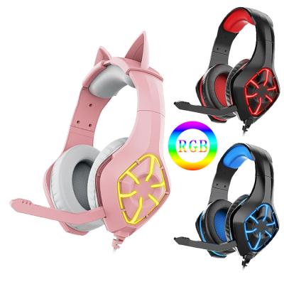 China Hot Sale GUAN GE G102 Dropshipping Earphone Dropshipping PINK RGB USB PS4 Gamer Earphone With Mic Gaming Headset for sale