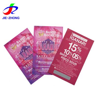 China paper & Cardboard Bulk Custom Printing Surprise Scratch And Win Lottery Tickets Card for sale