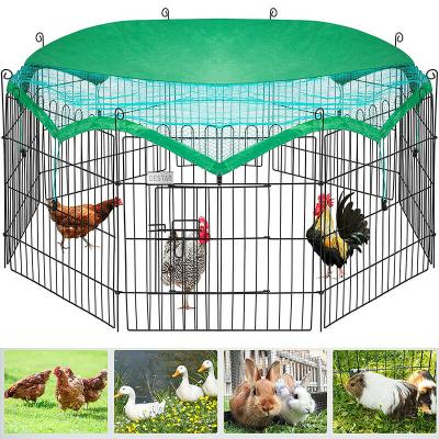 China Farms Convenient Hot Sale 8 Panel Metal Chicken Cage Foldable Pet Duck Rabbit Cage With Weather Proof Cover for sale