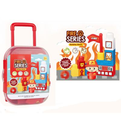 China 12pcs Suitcase Packing Eco-friendly Material Fire Block Set Educational Toy Connecting Plastic Blocks for sale