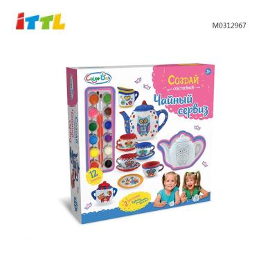 China DIY Toys 2019 Wholesale DIY Toys Russian Language Painting Set Educational Tea Set For Children for sale