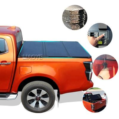 China High quality aluminum triple tonneau cover hard folding truck bed cover for mitsubishi triton dmax for sale