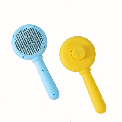 China Wholesale Stocked Self-cleaning Dog Deshedding Sweep Cat Clean Hair Needle Comb Brush Pet Cleaning Comb for sale