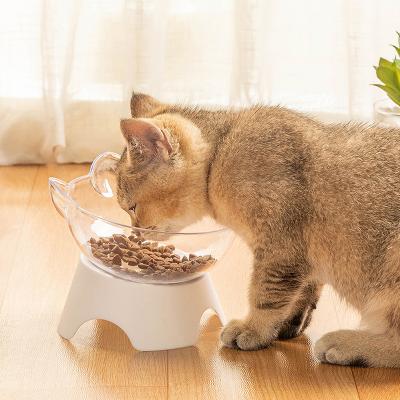 China High Quality Pet Stocked Rolls Neck Cat Bowl With Drivers Protective Cervical Protection Cat Food Bowl for sale