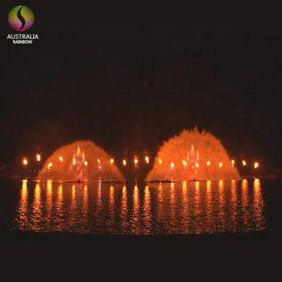 China Beautiful large modern magic outdoor decorative water and fire fountain with lights for sale