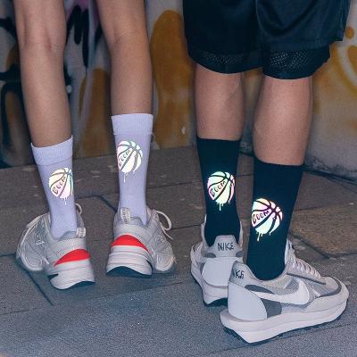 China QUICK DRY Wholesale Women Men Solid Reflection Reflective Cotton Top Quality Custom Teen Boy Tube Alien Socks for sale