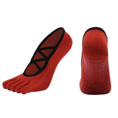 China Custom Logo Cotton Yoga Socks Women Breathable Men's Female Stocking Cut No Show Breathable Cross Dew Practice Non-Slip Pilates Sock for sale