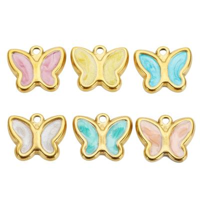 China CLASSIC Gold Color Multicolor Enamel Butterfly Charms Bohemia Necklace Pendants DIY Women Jewelry Dropshipping for sale