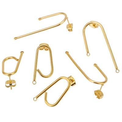 China Long Single Ear Wire Stick Post Hooks Connectors DIY Dangle Circle Earrings Components Jewelry Making Accessories for sale