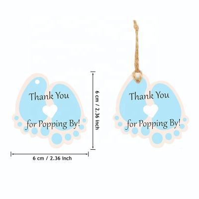 China Other 50pcs/pack Baby Shower Tags Thank You Paper Gift Tags Jute Twine Thank You Tag for sale