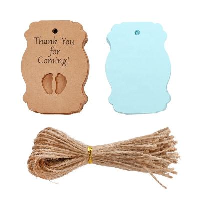 China 50PCS Recyclable Thank You Paper Gift Tags With 50 Feet Jute Twine Birthday Party Decoration Hanging Tag for sale