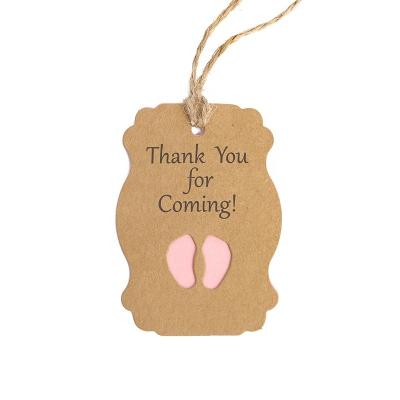 China 50pcs/Bag Europe Thank You For The Next Kraft Paper Tags Baby Shower Gift Tags for sale