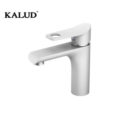 China Good Quality White Modern Single Hole Single Handle Water Tap Zinc Alloy Metered Basin Faucets Faucets Water Taps for sale