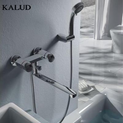 China Without Sliding Bar Chromed Tap Hot Cold Hot Cold Mixer Basin Bathroom Shower Faucets Chrome Zinc Brass Double Handle Faucet for sale