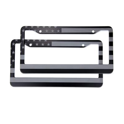 China Fixed Plate American Flag License Plate Frame Black American License Plate Frame Universal Aluminum License Plate for sale