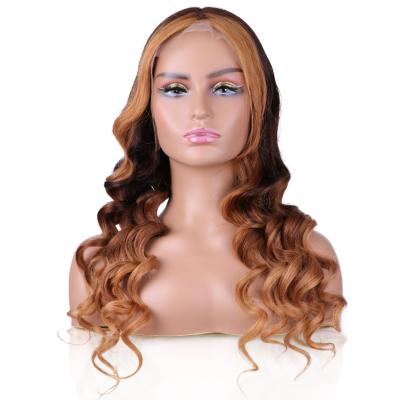 China Soft Curly Wave Beauty 180% Density Color Full Highlighted Blonde Hair Lace Frontal Wig Wholesale Sellers for sale