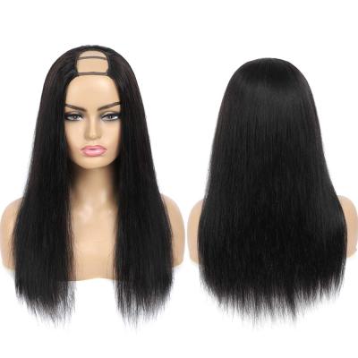 China Grade 10A Straight Hair Wigs , Unprocessed U Part Hair Wig Guangzhou With Bangs For Black Women for sale