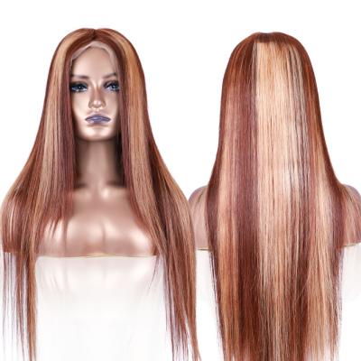 China Silky Straight Ombre Brazilian Blonde Long Wave Virgin Hd Full Cuticle Cuticle Aligned For Color Women Hair Wigs Lace Front for sale