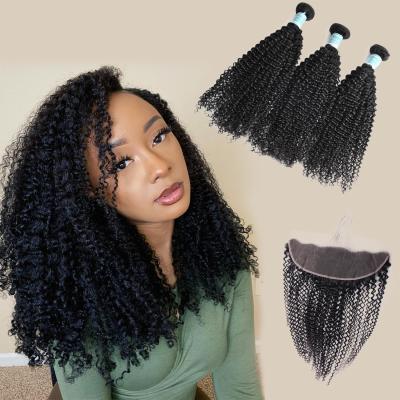 China Mink Vendor 10A Curly High Quality Raw Grade Brazilian Curl Blend With Closure Bundles Cuticle Aligned Virgin Hair Human for sale