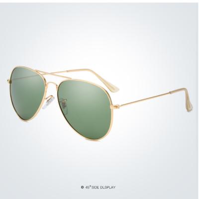 China Custom Logo Promotional Optical TAC Lens Vintage UV400 Big Frame Metal Pilot Sunglasses for sale