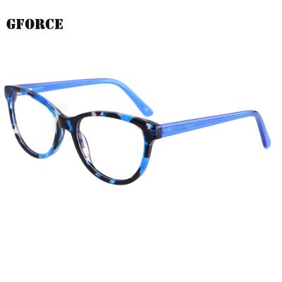 China Designers Women Fashionable Handmade Colorful Acetate Frames Anti Blue Light Blocking Optical Glasses for sale