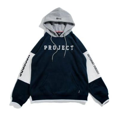 China Customized Anti-Shrink Logo Fleece Cotton Pullover Navy Blue Oversized Hoodie Print for sale